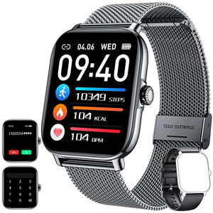 1.85 inch Bluetooth Call Smart Watch Men's IPx8 Sports Fitness Tracker Heart Monitor Smartwatch For Android IOS MartLion black  