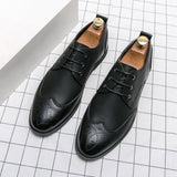 Men's Brogue Dress Shoes Formal Split Leather Lace Up Oxfords Flat Work Footwear Mart Lion   