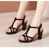 8 10 13cm Summer Thick Bottom Platform Shoes Women's Block High Heels Gladiator Sandals Office Model Party MartLion   