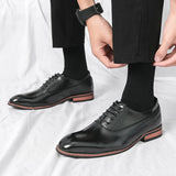 Luxury Men's Shoes Casual Pointed Oxford Wedding Leather Dress Gentleman Office MartLion   