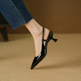 Women's Hollow Sandals Stiletto Heels Pointed Toe Slant Heels High Heels Party Banquet Wedding MartLion   