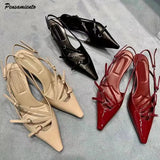 Patent Leather Square toe Women Pumps 6cm High heels Elegant Spring Summer Office Lady Shoes MartLion   