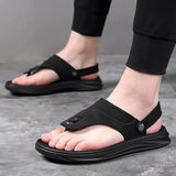 Summer Flip flops Men Sandals Leather Mens Casual Shoes Outdoor Men Leather Sandals for Men Beach Shoes Roman Shoes MartLion