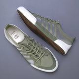 Classic Green Summer Men's Canvas Shoes Breathable Flat Casual Lace-up Transparent Skateboard Espadrilles MartLion   