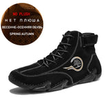 Men's Boots Leather Luxury Winter Keep Warm with Fur Western Motorcycle Shoes Casual High Top Sneakers MartLion Black no Fur 38 