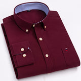 Men's100% Cotton Long Sleeve Button Down Check Shirt Single Chest Pocket Work Casual Standard-fit Plaid Striped Oxford Mart Lion L521 42 