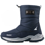 Winter High Boots Men's Outdoor Travel Snow Boots Zipper Non-slip Cotton Velvet Keep Warm Casual MartLion Blue 40 