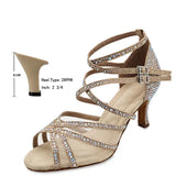 Summer Latin Dance Shoes Women's High-heeled Soft Bottom Salsa Mid-heel Indoor Sandals MartLion Gold 6cm heel 33 
