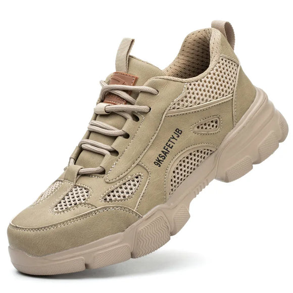 breathable safety shoes men's summer work lightweight work anti puncture protective anti-slip sneakers MartLion JB261 Beige 37 