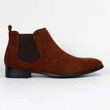 Men's frosted suede Chelsea Boots square toe autumn shoes with stylish MartLion   