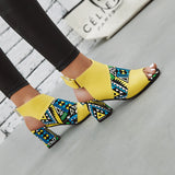 Sandals Ladies Print Thick Heel Fish Mouth Women's Shoes MartLion   