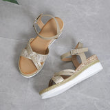 Summer Wedge Sandals for Women Buckle Strap Platform Rome Open Toe Thick Bottom No-Slip MartLion   