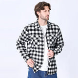 Mens Clothing Blouse Striped Men Red Green Blue Dress Shirt Tops Casual Business Plaid Print Long Sleeves Pocket design Shirt MartLion M-518 XL 