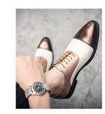 Golden Sapling Casual Shoes Men's Patchwork Leather Oxfords Dress Flats Leisure Office Formal Wedding MartLion   