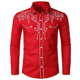 Men's Slim Fit Casual Long Sleeves Design Printing Button Down Dress Shirt Casual Button Down Shirt Muscle Dress MartLion 83289red XS 