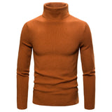 Autumn and Winter Men's Turtleneck Sweater Korean Version Casual All-match Knitted Bottoming Shirt MartLion caramel colour M (55-65KG) 