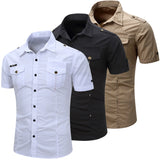 Men's Safari Shirt Short Sleeve Summer Casual Tactical  Cotton Cargo Outdoor Pocket Work Shirts for Men MartLion   