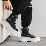 Men's Casual Sneakers Canvas Platform Ankle Boots High-cut Thick Bottom Basketball Trainers Breathable Sport Shoes Mart Lion   