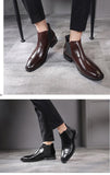 Men's Classic Retro Leather Chelsea Boots Ankle Casual British Style Short High-Top Shoes Mart Lion   