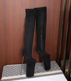 Comemore Metal Super High Heels 30cm Knee-length Elastic Boots Women's Long Winter Shoes MartLion   