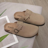 Trendy Clogs For Women Slippers Suede Mules Men's Cork Home Sandals with Arch Support Leather Potato Shoes MartLion   