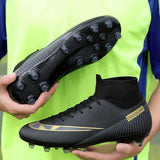 soccer shoes men's high top youth student competition training artificial grass long broken cleats Mart Lion Black nail 40 