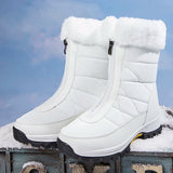 Winter Women's Snow Boots Non-slip Outdoor Waterproof Keep Warm Boots Zipper Cotton MartLion WHITE 35 