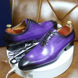 Daniel Shoes Men's Dress Genuine Leather Blue Purple Oxfords Wedding Party Whole Cut Formal MartLion Purple US 6 