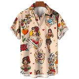men's short-sleeved shirt Hawaiian casual beach men's tops mysterious totem print MartLion WERF1002 XS CHINA