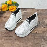 Leopard Print Loafers Shoes Women Spring Slip-On Hidden Heels Sneakers Pu Leather Chunky Platform Sports Ladies MartLion   