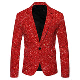 Shiny Gold Sequin Glitter Embellished Blazer Jacket Men's Nightclub Prom Suit Homme Stage Clothes For Singers MartLion Wine S CN