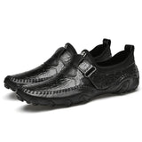 Golden Sapling Men's Loafers Casual Flats Retro Leather Shoes Driving Flat Leisure Loafer Dress MartLion Black 45 
