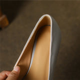 Classic Basic Women Pumps Thick Heels Square Toe Summer Mixed Colors Genuine Leather  Lady Shoes Woman MartLion   