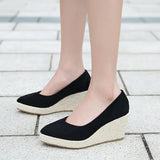 Spring Summer Shoes Women High Heels Ladies Wedges Party Retro Straw Pumps Wedge Heel 8cm MartLion Black 10 