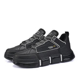 Men's Comfortable Causal Shoes Nonslip Sneakers Lightweight Leather Vulcanize Tenis Luxury MartLion Black 39 