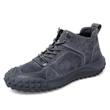 Golden Sapling Retro Men's Boots Platform Shoes Outdoor Leisure Flats Leather Party Footwear Classics Work MartLion Gray 42 