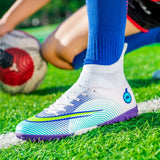  Men's Football Boots Breathable Studded Boots High Ankle Children's Football Shoes Non Slip Training Sneakers Mart Lion - Mart Lion