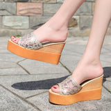 Women Slippers Outdoor Summer Wedge Sandals Mesh Sequin Slide Mujer Verano Beach Slides Platform Slippers Mart Lion   