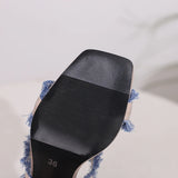 Summer Mature Black Pink Women Mules Square Toe  High Heels Lady Casual Sandals MartLion   