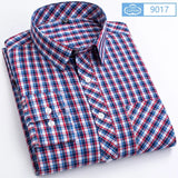  Cotton Plaid Casual Shirts Men's England Style Long Sleeve Turn Down Collar Breast Pocket Smart Dress MartLion - Mart Lion