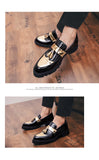 Golden Brogue Shoes Loafers Men's Platform Leather Wedding Party Dress Shoes Slip-on Casual MartLion   