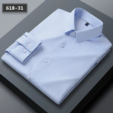 Stretch Anti-Wrinkle Men's Shirts Long Sleeve Dress Slim Fit Social Blouse Striped Shirt MartLion 618-31 73-78kg 42 