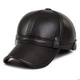  Autumn Winter Hat Men's Leather Hats Earmuffs Thermal Baseball Caps Middle-Aged Snapback Peaked Cap Gorra MartLion - Mart Lion