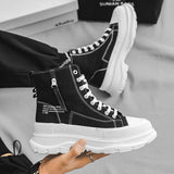 Men's Casual Sneakers Canvas Platform Ankle Boots High-cut Thick Bottom Basketball Trainers Breathable Sport Shoes Mart Lion   