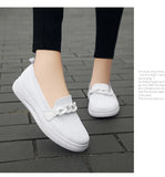 Women's Summer Footwear Slip On Chain Ballet Flats Sneakers Elegant White Nurse Ladies Loafers MartLion   