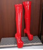 Comemore Metal Super High Heels 30cm Knee-length Elastic Boots Women's Long Winter Shoes MartLion   