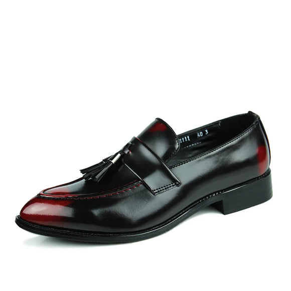 Pointed Toe Men's Dress Shoes Comfy Leather Slip-on Wedding Zapatos De Vestir MartLion red A111 38 CHINA
