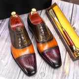 Men‘s Oxford Shoes Handmade Genuine Calfskin Leather Brogue Shoes Wedding Party Formal Shoes MartLion   