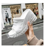 Women's Slippers Summer Thick Bottom Ladies Flip Flop Sandals Wedge Heel Open Toe Mules Shoes High 8cm MartLion   