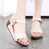 Microfiber Light Weight Wedge Women's Sandals Ankle Buckle Heel Height 5CM Platform MartLion   